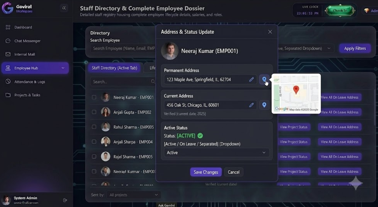 Employee Dossier Popup Modal