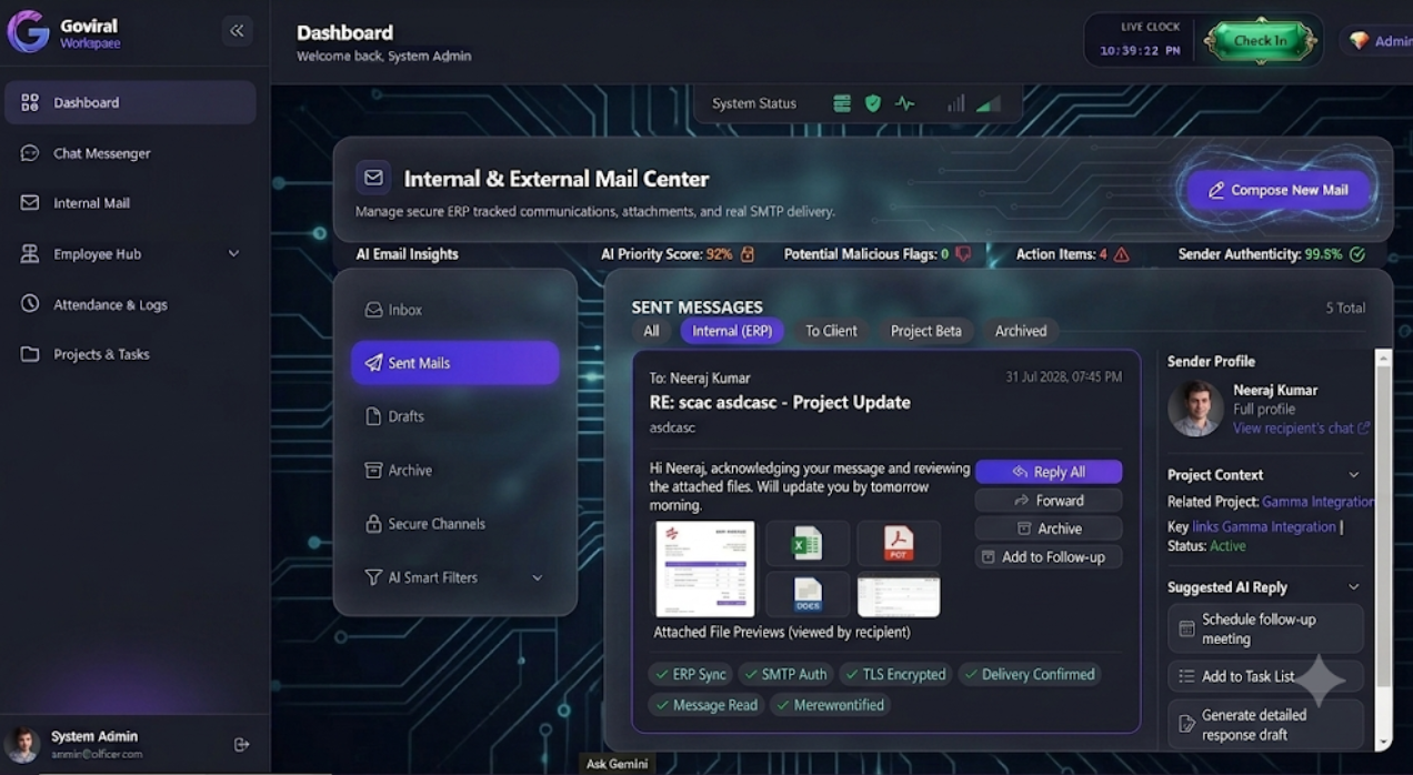 Internal Mail Sent View